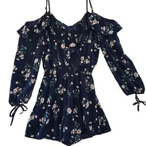 Blu Pepper Women's Floral Navy Blue/Pink Romper Size S